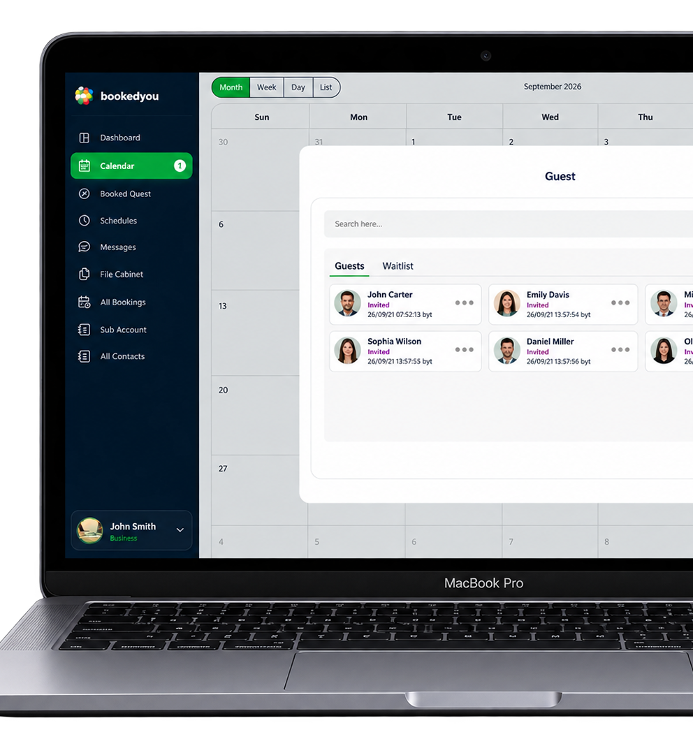 Host dashboard on a laptop